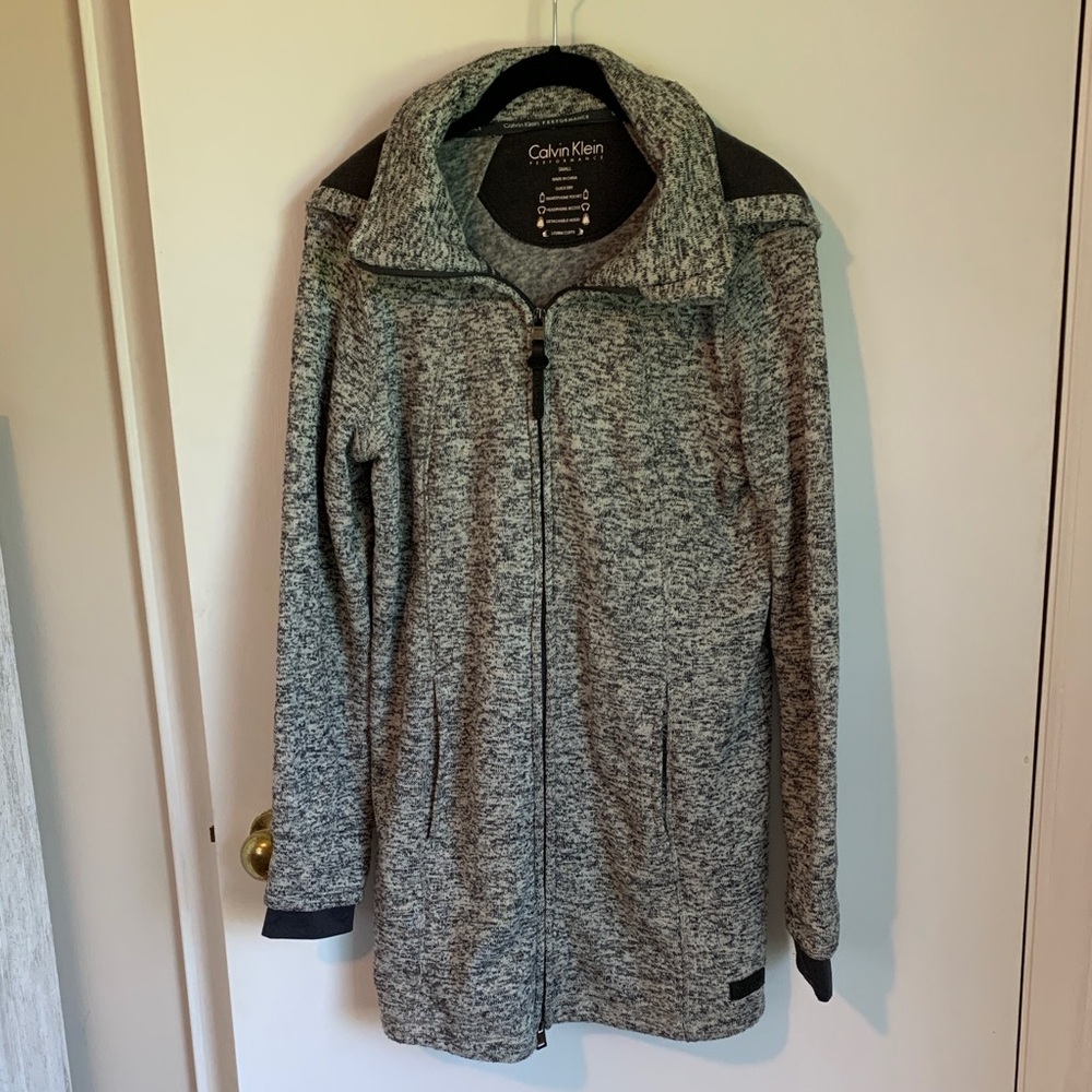 Calvin Klein Performance Women's Heathered Gray Zip Jacket w/ Storm Cuffs